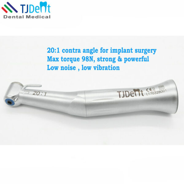 20: 1 Max Torque 98n. Cm Strong & Low Noise Low Vibration Dental Implant Surgery Contra Angle